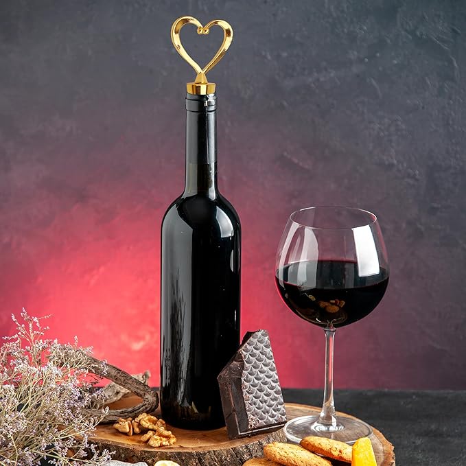 20PCS Heart Wine Stoppers, Love Shaped Design Bottle Stopper for Wine Beverage Guests Gift Summer Beach Party Favors Valentine's Day Souvenirs Bridal Shower Wedding Supplies Bulk-Gold