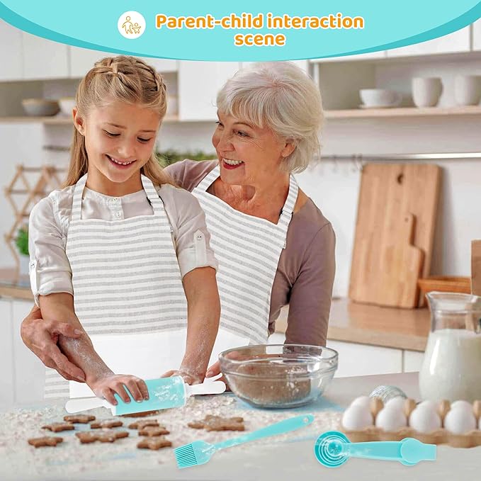 Kids Cooking Sets Baking Set with Storage Container 37 Piece Real Cooking Supplies with Cooking Utensils Cookbook Knives Apron for Girls Boys