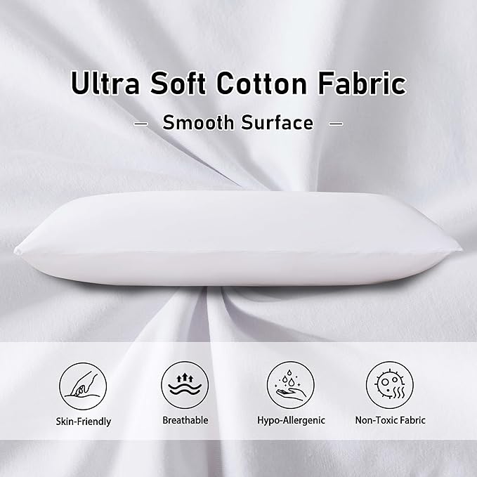 WhatsBedding Memory Foam Body Pillow for Adults, Long Body Pillow for Sleeping, Full Body Pillow for Bed (Removable Cotton Jersey Knitted Cover) - White