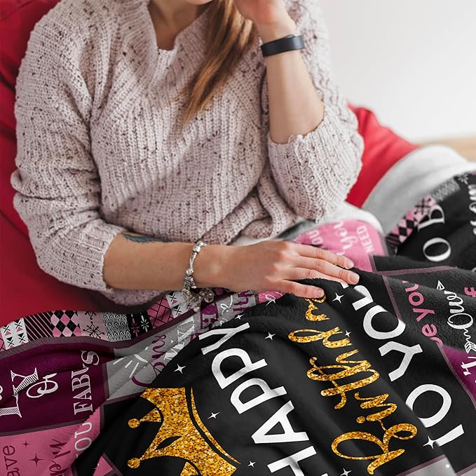 Birthday Gifts for Women/Girls/Her, Happy Birthday Decorations Blanket 60"X80", Gifts for Women Birthday Unique, Birthday Gifts for Mom/Daughter/Friend/Sisters, Women Birthday Gift Ideas