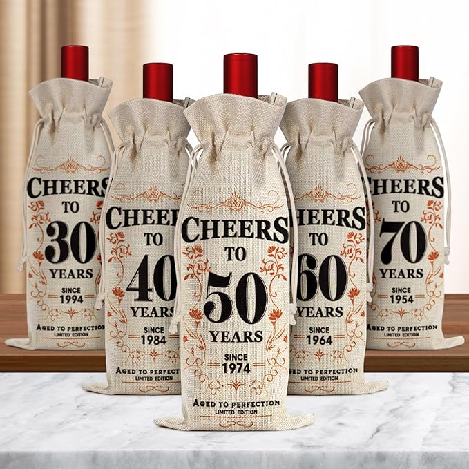 2Pcs 70th Birthday Gifts for Women Men Back in 1954 Birthday Gift 70 Years Old Gift Birthday Decoration Wine Bag Gift for Her Him Wine Gift Bag 70th Turning 70