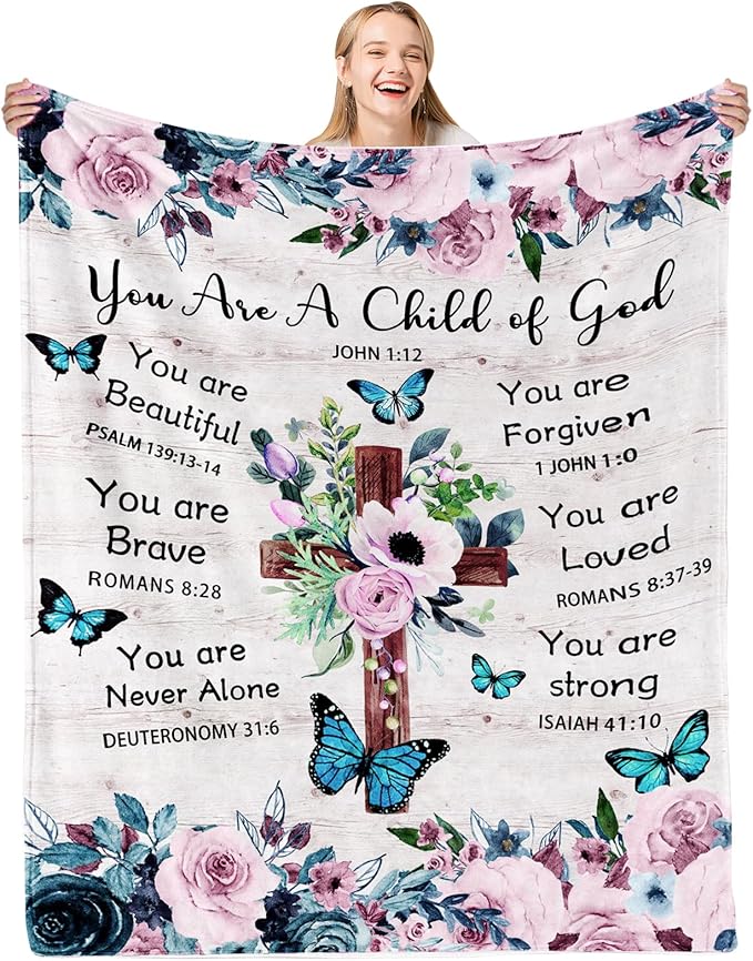 Christian Gifts for Women Faith, Catholic Gifts, Faith Based Gifts, Baptism Gifts for Women, Bible Gifts for Women, Christian Gifts for Women Blanket on Birthday, Christmas 50x60 in