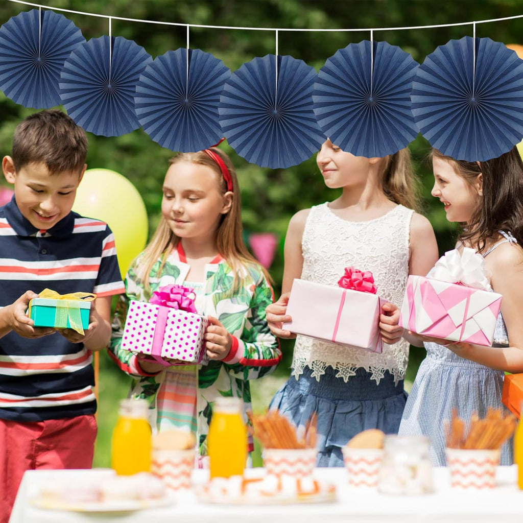 Blue Party Decorations,Blueberry Party Decorations Decorations Party Paper Fans Bulk 16in,Graduation Decoration Classroom Decor, Western Themed Party Decorations 30 Color DIY Set （Deep Blue）