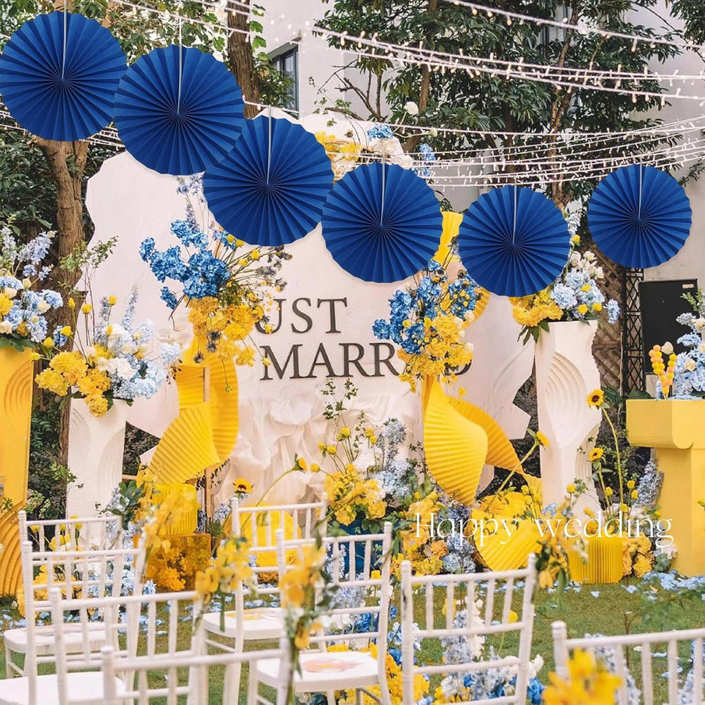 BARTHEW Blue Birthday Decorations,DIY Blue Paper Fans Hanging Decoration ,Party Decorations for Adults 16in, Royal Blue Birthday Decorations,Baby Shower Decorations 30 Color DIY Set (Navy Blue)