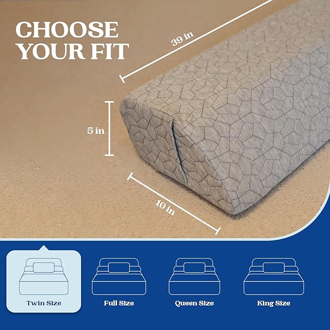 FeelAtHome Bed Gap Filler | Bed Wedge Pillow for Headboard to Close The Gap (0-8") Between Headboard and Mattress - Headboard Pillow Wedge for Twin Bed (39"x10"x5")