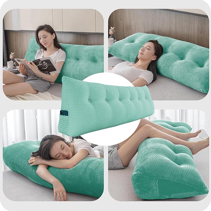 Large Bolster Triangular Headboard Wedge Backrest Positioning Support Bed Rest Reading Pillows Headboard Wedge Pillows for Day Bed Bunk Bed with Removable Cover