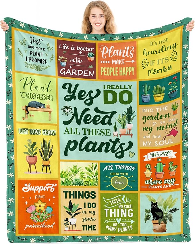 Plant Lover Gifts for Women, Gardening Gifts for Women, Plant Gifts Blanket, Gifts for Gardeners Woman, Blanket for Plant Lover Mom Aunt Grandma Daughter Mothers Day Christmas 50x60 Inch