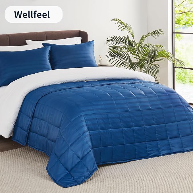 Weighted Blanket,3lbs Heavy Weighted Blanket 36"x48" Breathable Cooling Blanket, Summer Blankets Ultra Soft Comfort Blanket with Glass Beads for All-Season (Blue)