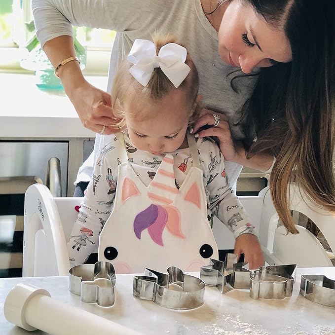 Hapinest Unicorn Cookies Baking Set for Kids Girls Real Baking Kit Gifts Ages 4 5 6 7 8 Years Old - Unicorn Apron, Unicorn Theme Cookie Cutters, Piping Bags and Tips, Cookie Dough Roller