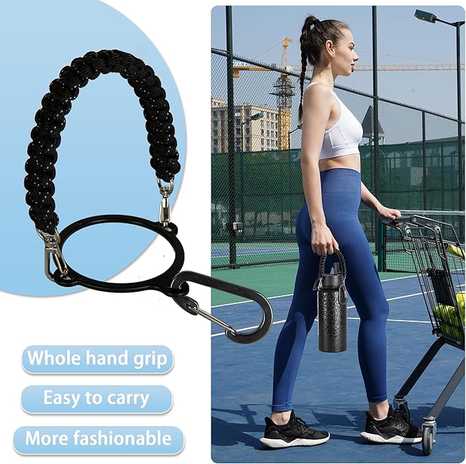 32oz Insulated Water Bottle with Paracord Handles & Strap, 2 Lids(Straw Lid&Spout Lid), Stainless Steel Reusable Wide Mouth Metal Water Bottle With Straw, Double Walled, Thermo Mug（Black Leoqard)