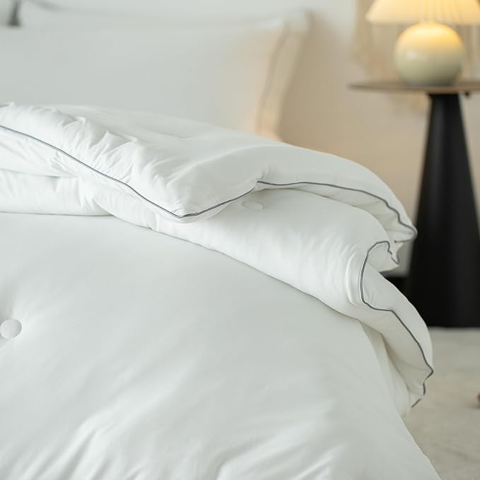 KASENTEX Ultra Soft Jersey Knit Comforter Set, Buttery Smooth Noiseless Duvet Insert 3 Piece Bed Bedding, 2 Pillow Case Shams, 96 by 106 Inches, Breathable All Season California King Size, White