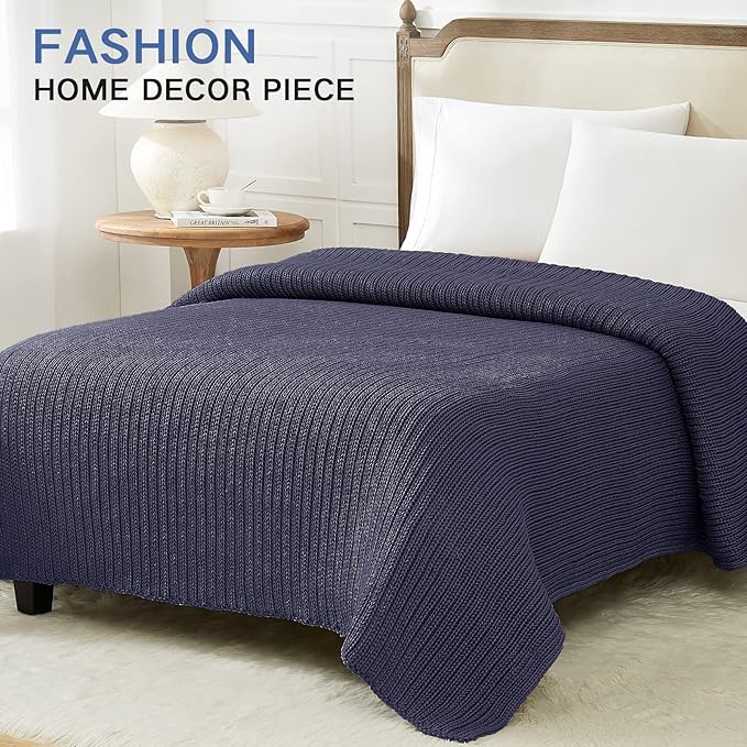 Knitted Weighted Blanket(Dark Grey 50"x75" 12lbs),Home Décor Cooling Throw Blanket for Hot Sleepers,Hand Made Chunky Knit Heavy Blanket for Adults Use on Full Size Bed