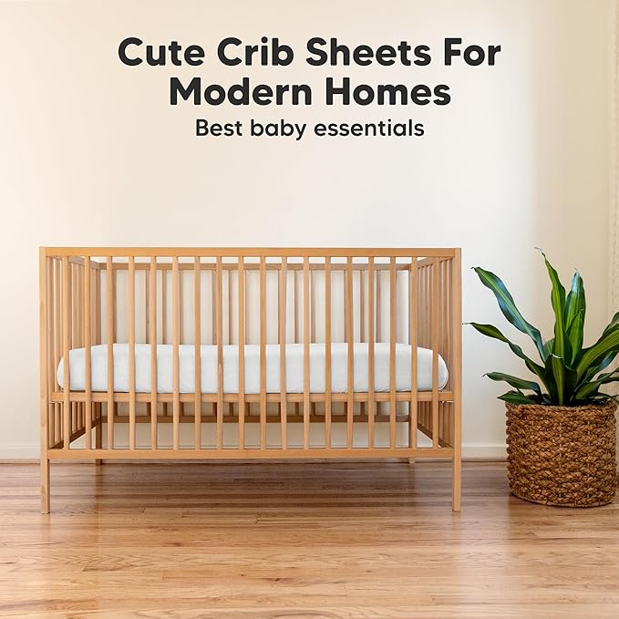 2-Pack Organic Crib Sheets for Boys, Girls - Jersey Fitted Crib Sheet, Baby Crib Sheets Neutral, Crib Mattress Sheet, Cotton Crib Sheets, Breathable Crib Sheet, Baby Mattress Sheets (Cloud)