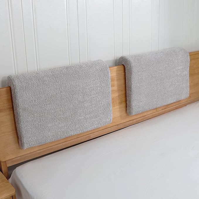 2PCS Dorm Bed Hanging Headboard Pillow with Removable Berber Fleece Cover, Upholstery Reading Cushions for Bedroom (Grey)