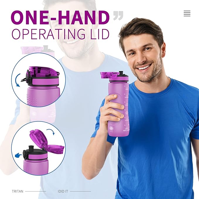 25oz Kids Sports Water Bottles for School with Spout Lid (Purple)