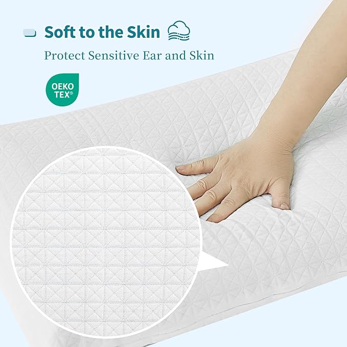 HAVARGO Ear Pillows with Holes for Ear Pain, Ear Piercing Pillow for Side Sleeping, Cooling Memory Foam Pillow for Pierced Ears Side Sleepers (SofterVersion)