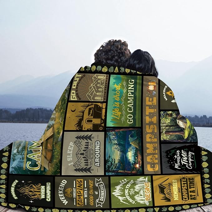 Camping Blanket, Camping Gifts for Women, Camping Accessories, Camping Gifts, Camping Decor for Camper, Camping Essentials for Women on Outdoors, RV Travel 50X60 in