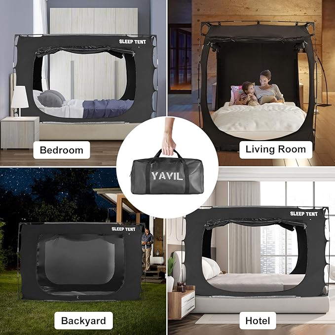 Bed Tent Canopy Twin Size for Adult and Kids Portable Dream Tent Indoor Sleeping Tents 98% Blackout,Breathable Privacy Space on Bed with Three Doors (Mattress Not Included)