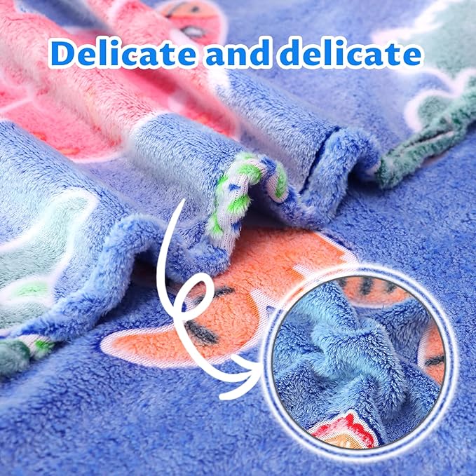 Dinosaur Blanket for Boys Glow in The Dark Blanket Dino Throw Birthday Gifts for Kids Toddlers Soft Warm Cozy Cute Dinosaur Gifts for Girls Dinosaur Room Decor Glowing Blanket