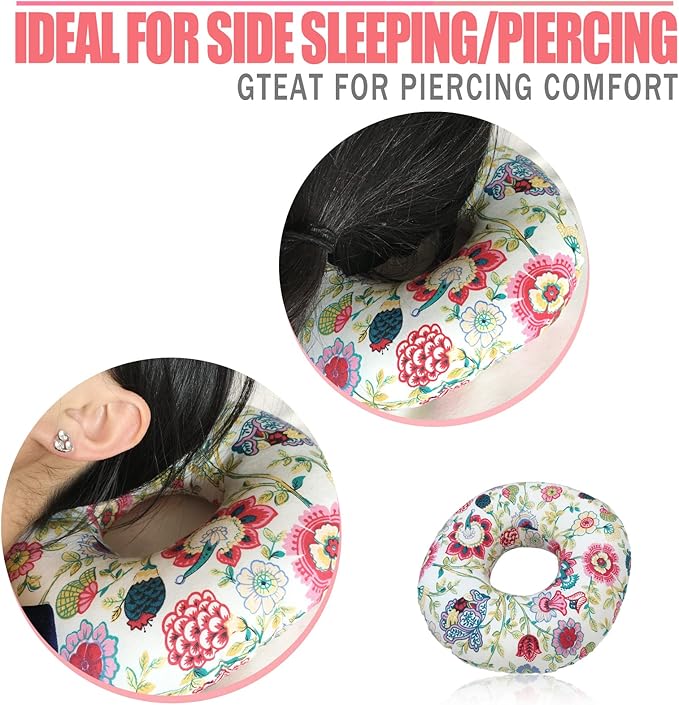 Ear Hole Piercing Pillows for Ear Pain Side Sleeping CNH Pillow Pressure Sore Pain Relief Ear Guard Lifesaver Tinnitus Support Neck Head, Sunflower