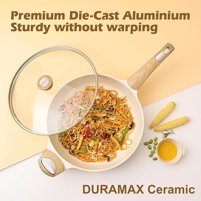 SENSARTE Ceramic Pots and Pans Set Nonstick, Kitchen Cookware Sets, 14-Piece Induction Cookware, 100% Non-toxic Healthy Non Stick Cooking Set, with Frying Pans Set, PFAS PTFE PFOA PFOS Free