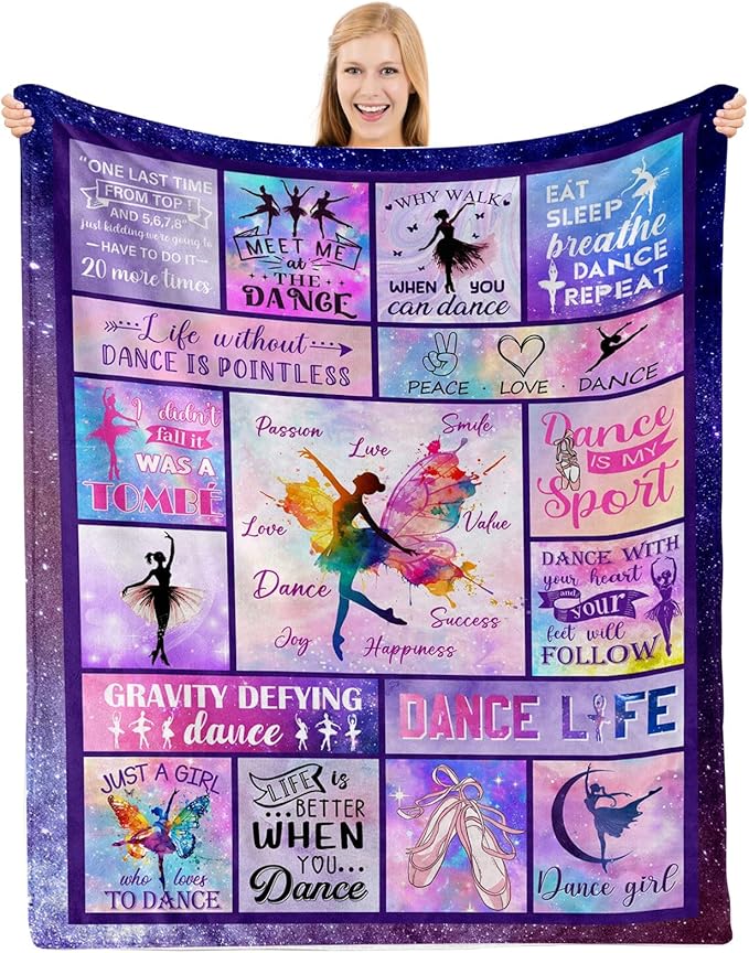 Gifts for Dancers, Dance Gifts Dance Recital Gifts for Girls, Dance Blanket, Dancer Gifts for Girls Teens, Ballet Blanket Gymnastics Blanket on Christmas Birthday Thanksgivings 60x80 in