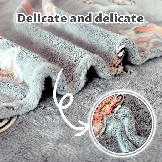 Fox Gifts Toys for Kids Boys Baby- Glow in The Dark Blanket Fox Presents for Birthday Fox Decor Age 12 3 4 5 6 7 8 9 10 Years Old Toddler