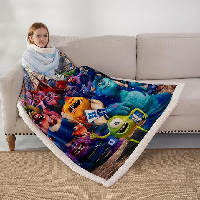 COSUSKET Throw Blanket, Kids Sulley Sullivan Sherpa Super Soft Fuzzy Plush Blanket Mike Wazowski 50 x 60 Inches Boys Girls Gifts