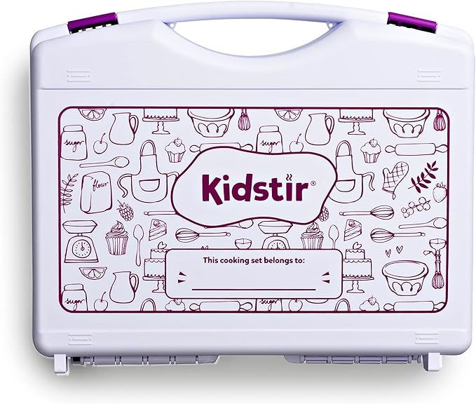 KIDSTIR Kids Cooking Sets Kids Baking Set 34 Piece Real Cooking Set for Kids with Organizer Carrying Case, Kids Cooking Utensils for Girls and Boys Kid Cooking Gift Set and Baking Set for Kids