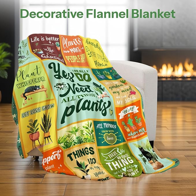 Gardening Gifts for Women, Plant Gifts Blanket, Plant Gifts for Plant Lovers, Gifts for Gardeners Woman, Blanket for Plant Lover Mom Aunt Grandma Daughter Mothers Day Christmas 40x50 Inch