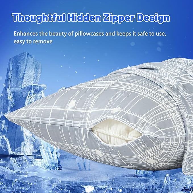 Cooling Body Pillow Case for Hot Sleepers - Floral Body Pillow Cover Cooling Double Side Arc-Chill Q-Max>0.5 Cooling Fiber - Breathable Cooling Body Pillow Cover with Zipper (20" x 54")
