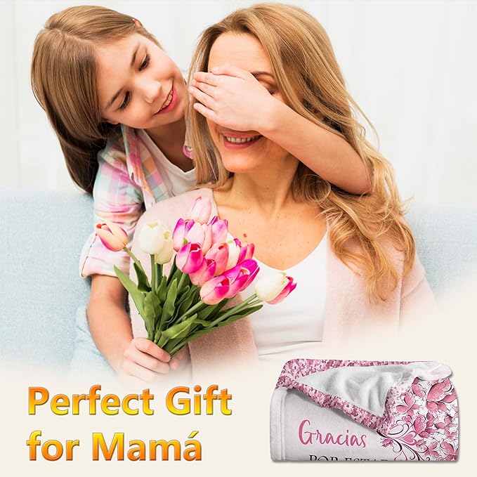 Regalos para Mamá, Mexican Mom Gifts, Regalos para Mama en Español, Gifts for Mom in Spanish, The Best Mom Gifts Blanket 50"x60", Mom Birthday Gifts, Mama Gifts, Mom Gifts from Daughters/Son