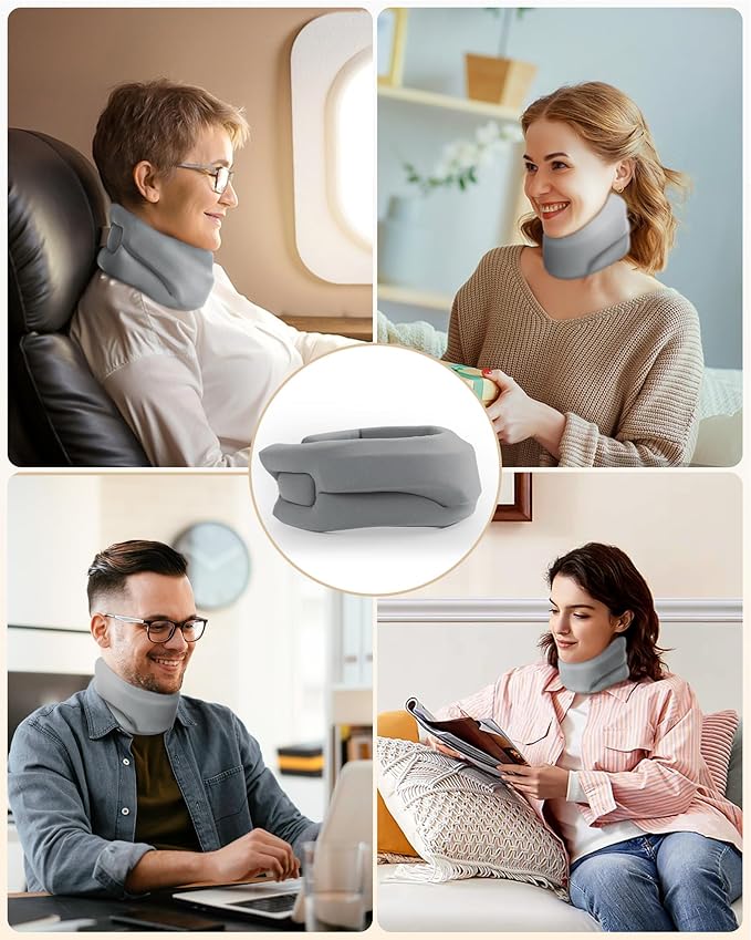 Heated Neck Brace Cervical Collar - Neck Support Brace with Heating Pad, Soft Foam Wraps Keep Vertebrae Stable and Aligned for Relief of Cervical Spine Pressure for Women & Men (L Size) Grey