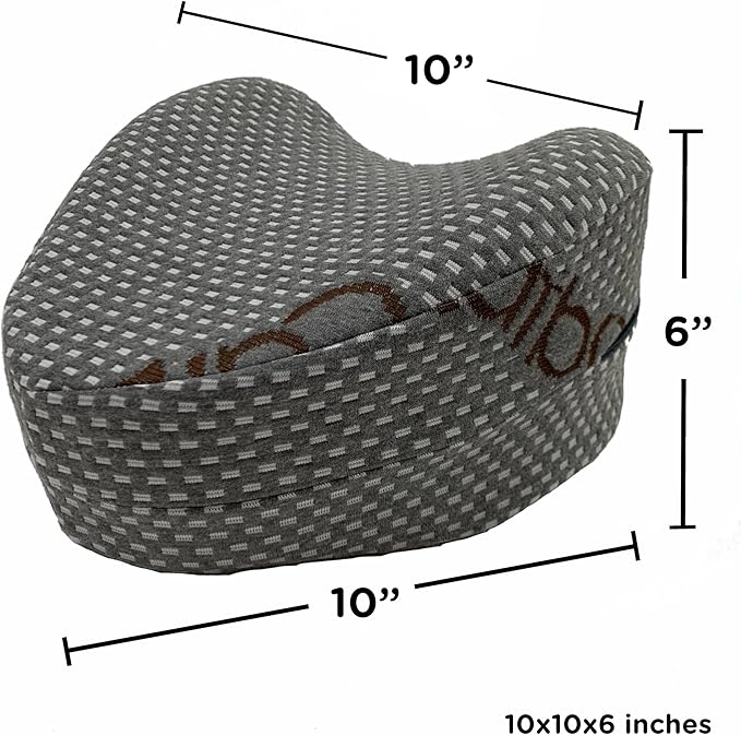 Sacred Thread Memory Foam Knee Pillow for Side Sleepers, for Knee, Hip, and Back Pain, Cooling Rayon Made from Bamboo Cover, Pillow for Between Legs (Grey Heart)