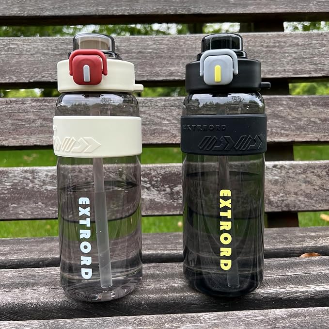 27oz Leak-Proof Water Bottle with Flip Top, 800ml BPA Free Reusable Plastic Drinking Bottle for Gym & Outdoor (Black)