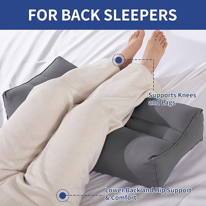HOMBYS Knee Pillow for Side Sleepers with Groove, Down Alternative Between Leg Pillow for Sleeping,Under Knee Pillow for Sleeping on Back,Spine Alignment, Lower Back Pain Relief, Machine Washable