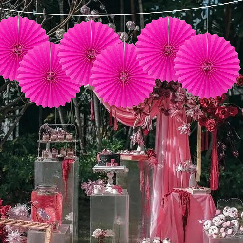 Red Graduation Party Decor,Girls Party Decorations ,Party Supplies Party Fans 16in, Anniversary Decorations for Party,Wedding Graduation Events Accessories 30 Color DIY Set （Rose Red）