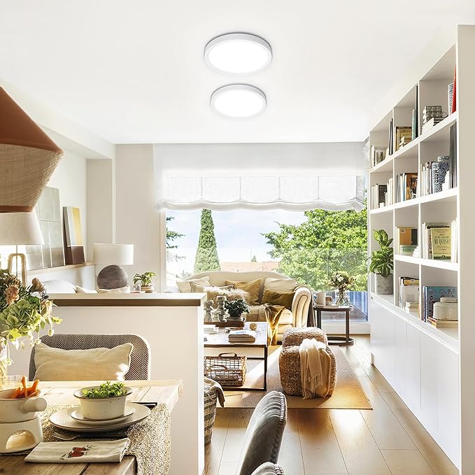 SunRider 4-Pack 9 Inch LED Flush Mount Ceiling Light, 2300LM, 5000K Daylight White, 20W Dimmable Modern Slim Round Flat Ceiling Lights for Hallway