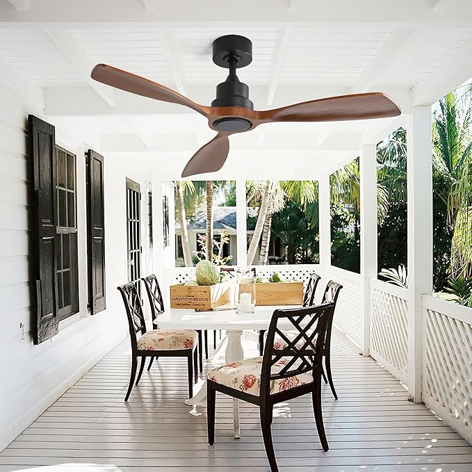 NicBex Ceiling Fan 48 Inch Ceiling Fan without Light Ceiling Fans with 3 Wood Blades and Remote Control Reversible DC Motor Ceiling Fan for Bedroom, Living Room, Brown