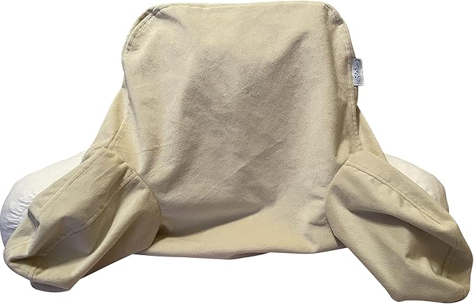 ComfortSpa Reading Pillow Replacement Cover for 19 inch Back Rest Pillow, Polyester Velour Machine Wash and Dry (Cream)