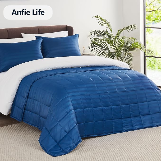 Weighted Blanket(36"x48" 3lbs) Weighted Blanket Cooling Blanket for Sleeping,Throw Size Breathable Blanket with Premium Glass Bead(Navy Blue)