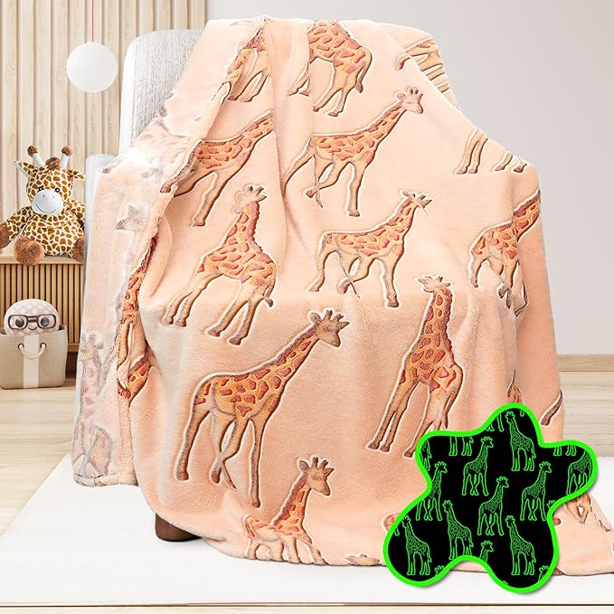 Giraffe Blanket Glow in The Dark Animal Blanket Toddler for Kids Girls Birthday Presents Toys