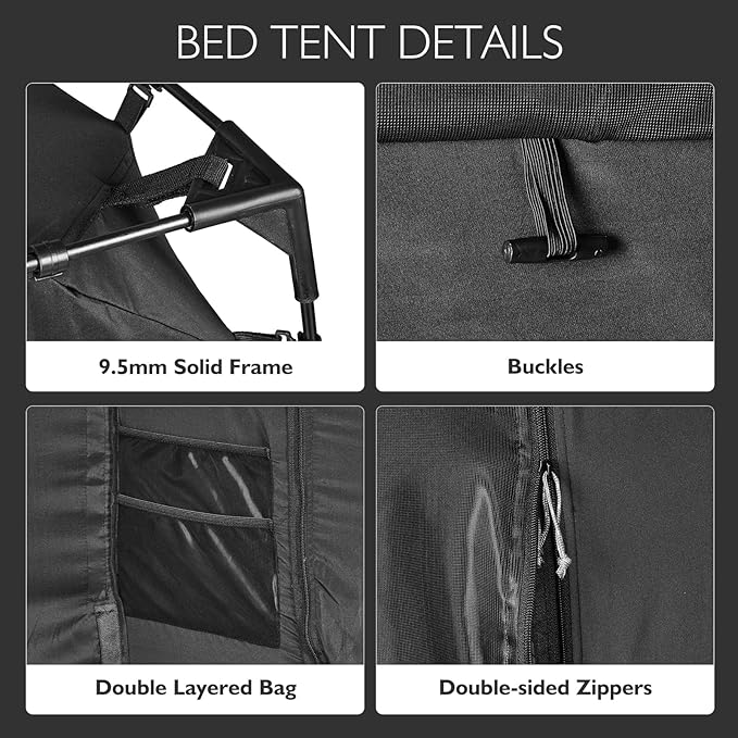 BORNA Bed Tent Bed Canopy Twin Size for Adult and Kids,Portable Sleeping Tents Dream Tents Indoor for Kids and Adult, Breathable Privacy Space on Bed with Three Doors (Mattress Not Included)
