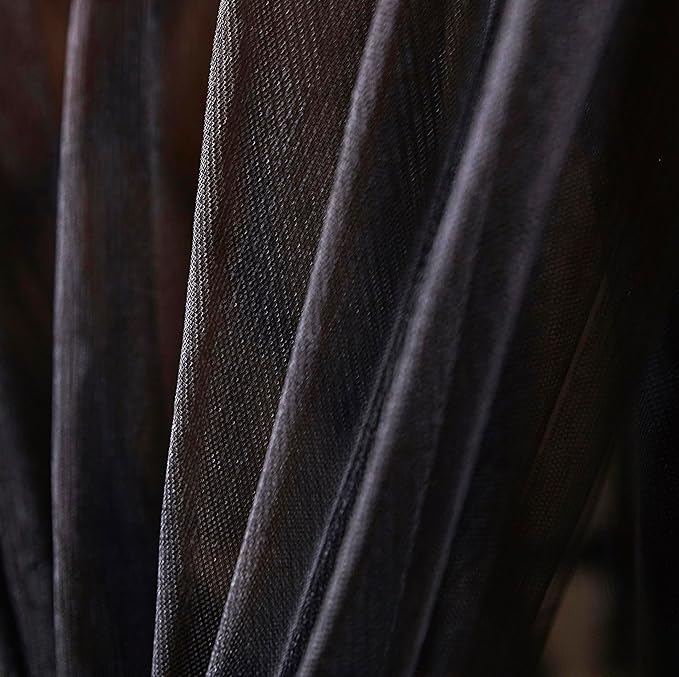 Mengersi Bed Canopy Canopy Bed Curtains with Lights- 4 Corners Post Royal Bed Drapes Mosquito Net- Elegant Bedroom Decoration Accessories for Adults(King,Black)