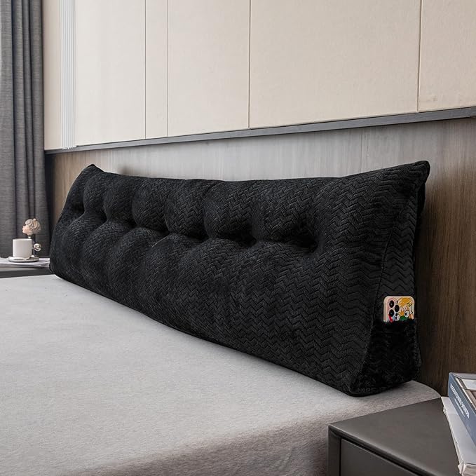 Large Bolster Triangular Headboard Wedge Backrest Positioning Support Bed Rest Reading Pillows Headboard Wedge Pillows for Day Bed Bunk Bed with Removable Cover, California King(71x8x20 Inches)