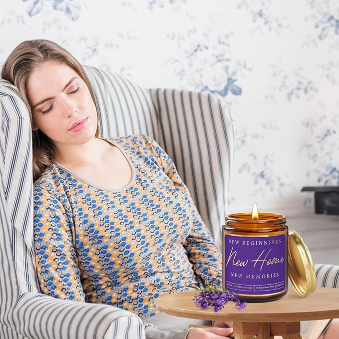 Housewarming Gifts,New Home Gift Ideas with Soy Candle,House Warming Gifts for New Apartment,Welcome Home Gift Idea for New Homeowner,Real Estate Closing Gifts,Moving Away Party Favors - Purple