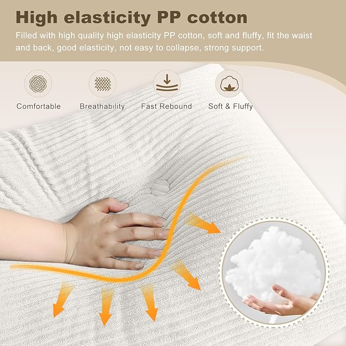 Headboard Pillow - Queen-Sized Headboard Wedge Pillow for Daybeds and Bunk Beds - Durable, Comfortable, with Removable Velvet Cover (White, 59x20x8Inches)