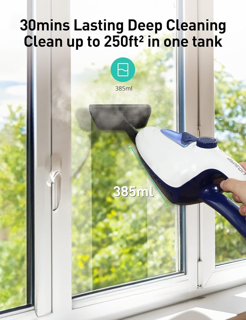 12-in-1 Steam Mop, Fast 15-Sec Heat-Up, 1500W Detachable Handheld Steam Cleaner with 2 Dirt Grip Pads, Removes 99.99% Stubborn Stains for Hardwood Floors, Clothes, Windows, Tiles, Furniture, Blue