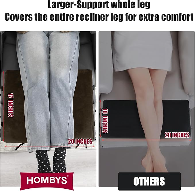HOMBYS Extra Large Recliner Leg Pillow, Memory Foam Foot Rest Cushion Wave Shape Recliner Footrest Extender, Multi Purpose Back & Lumbar Support Pillow for Recliner, Bed, Sofa Couch, Coffee Color