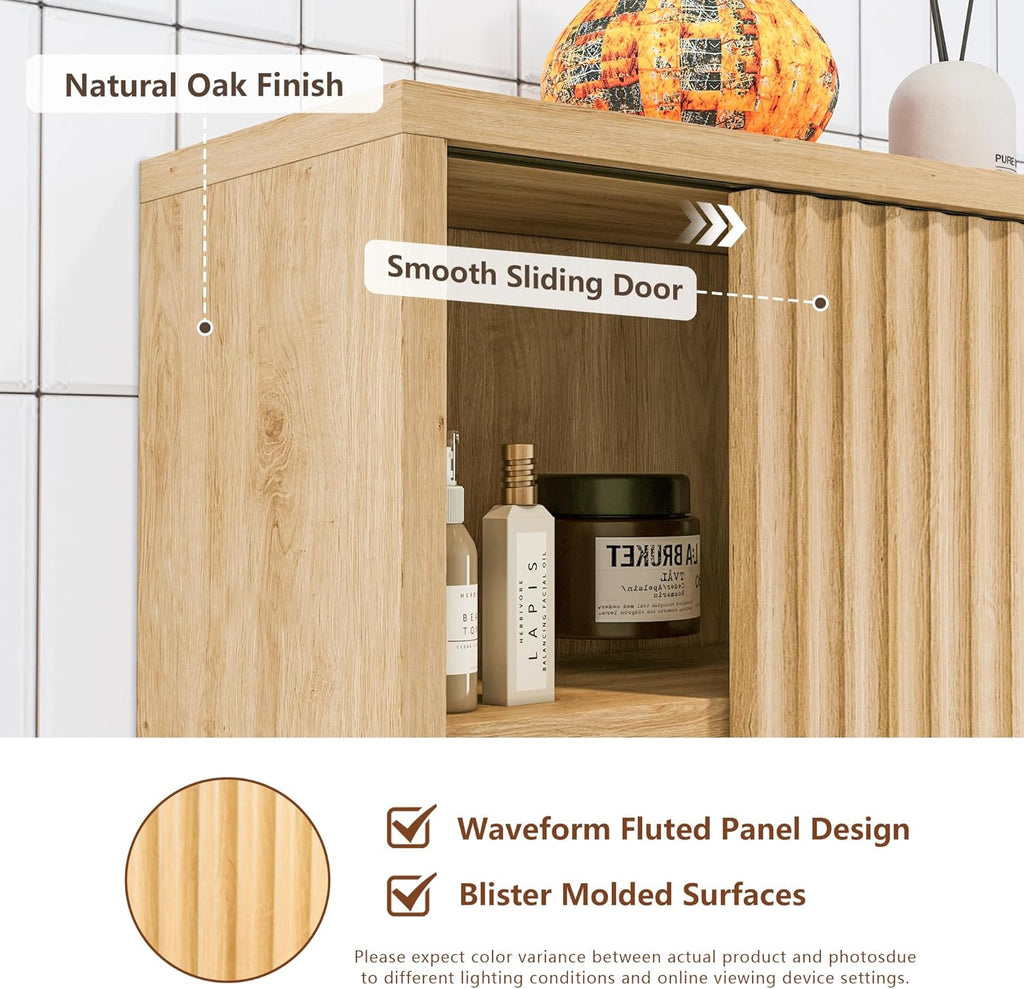 Bathroom Wall Cabinet Above Toilet Storage，Wall Mounted Storage with Adjustable Shelves, Space-Saving Modern Design for Bathroom & Laundry Room, Kitchen, Dining Room, Living Room